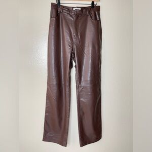 House of CB Brown Faux Leather Straight Leg Pants